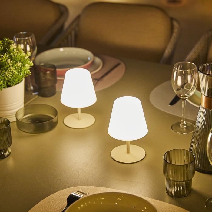 Set of 2 cordless table lamps - LUMISKY - TWINS - Cream - H16 cm - LED