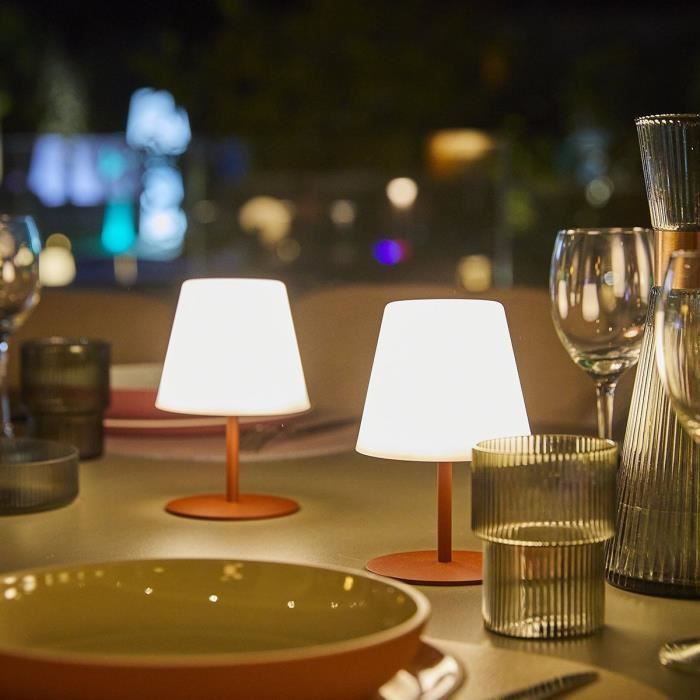 Set of 2 cordless table lamps - LUMISKY - TWINS - Terracotta - H16 cm - LED
