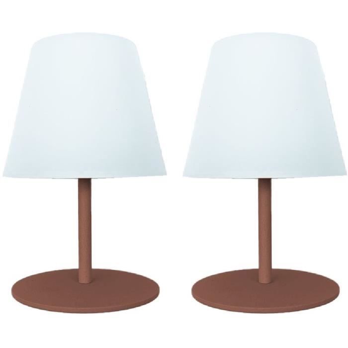 Set of 2 cordless table lamps - LUMISKY - TWINS - Terracotta - H16 cm - LED