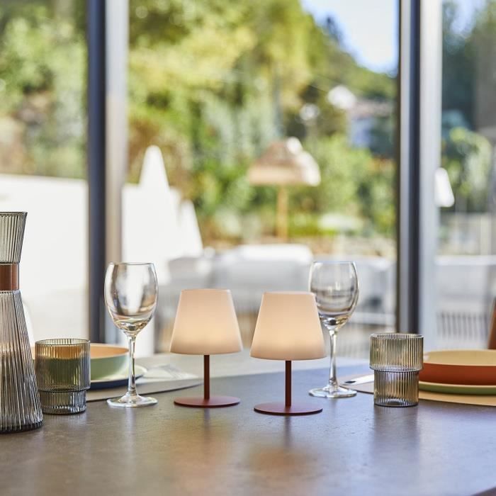 Set of 2 cordless table lamps - LUMISKY - TWINS - Terracotta - H16 cm - LED