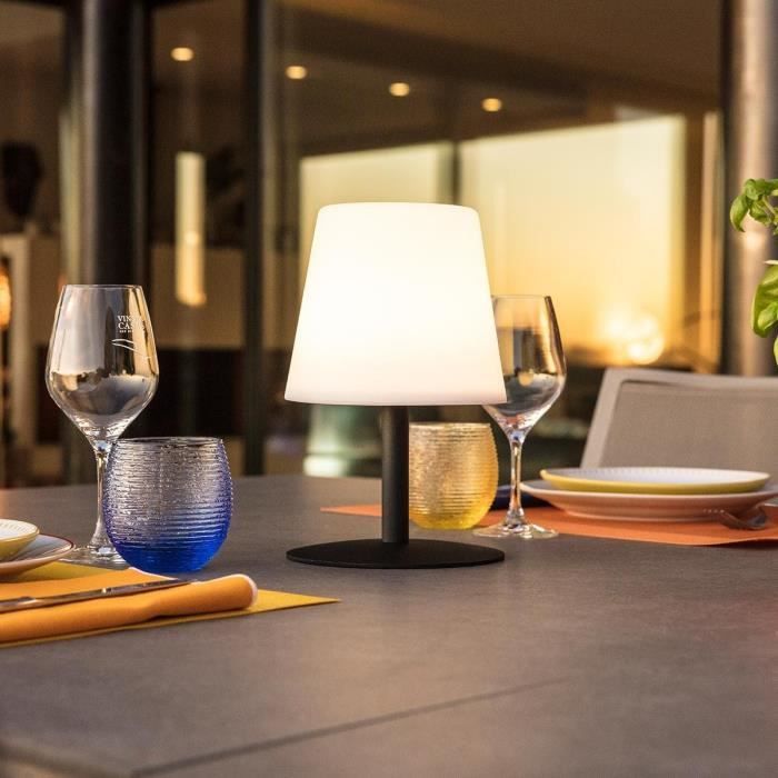 Cordless table lamp - LUMISKY - STANDY MINI Dark - H25 cm - Black steel base - Warm white and white LED