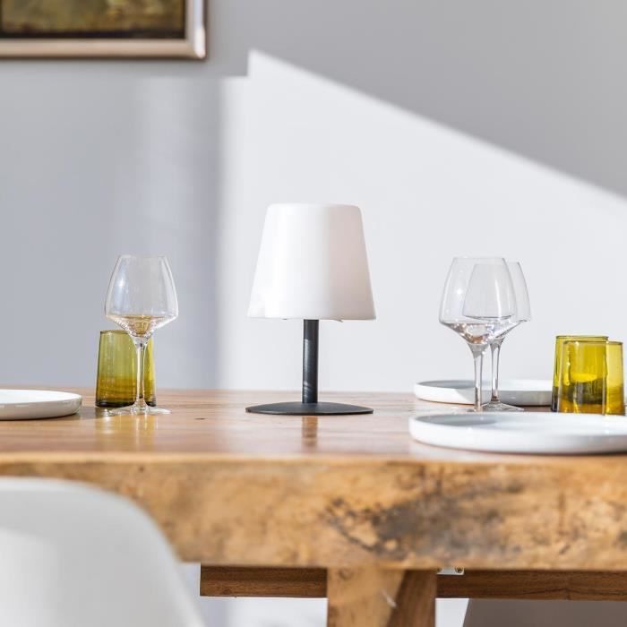 Cordless table lamp - LUMISKY - STANDY MINI Dark - H25 cm - Black steel base - Warm white and white LED