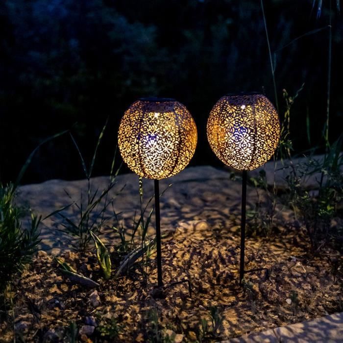 Set of 2 solar beacons to plant - LUMISKY - AGADIR - H45 cm - Oriental style - Warm white LED