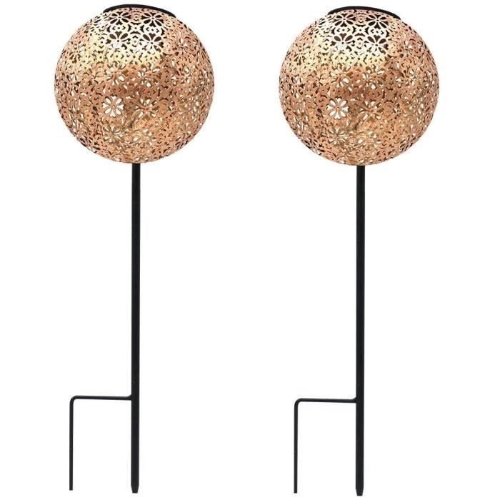 Set of 2 solar beacons to plant - LUMISKY - AGADIR - H45 cm - Oriental style - Warm white LED