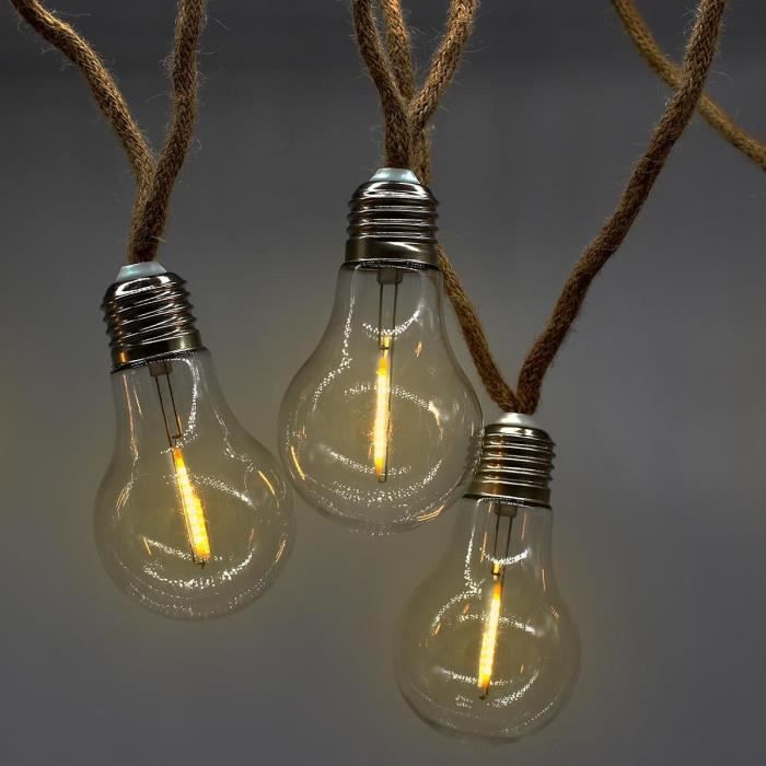 Outdoor light garland - LUMISKY - FANTASY CORD - 7.70 m - 10 transparent filament bulbs - warm white LED