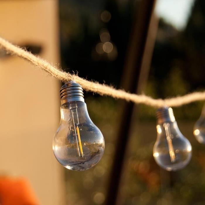 Outdoor light garland - LUMISKY - FANTASY CORD - 7.70 m - 10 transparent filament bulbs - warm white LED