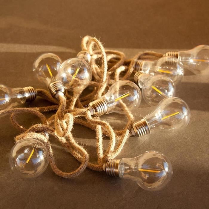 Outdoor light garland - LUMISKY - FANTASY CORD - 7.70 m - 10 transparent filament bulbs - warm white LED