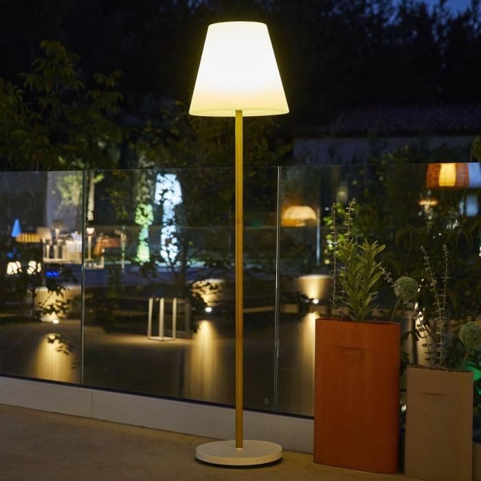 Solar and rechargeable street lamp - LUMISKY - STANDY WOOD SOLAR - H150 cm - Dimmable warm white LED