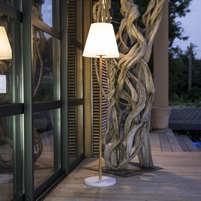 Solar and rechargeable street lamp - LUMISKY - STANDY WOOD SOLAR - H150 cm - Dimmable warm white LED