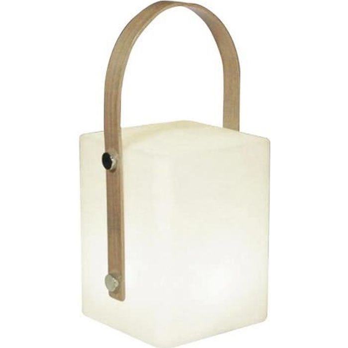 TIKY Cordless bamboo handle lantern - LED warm white / multicolor dimmable - H27cm