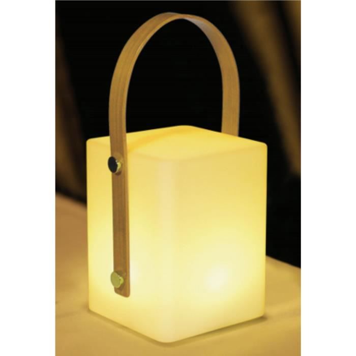 TIKY Cordless bamboo handle lantern - LED warm white / multicolor dimmable - H27cm