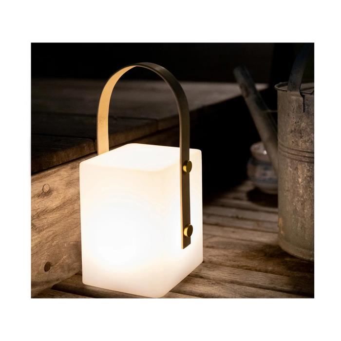 TIKY Cordless bamboo handle lantern - LED warm white / multicolor dimmable - H27cm
