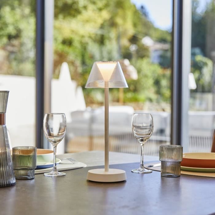 Cordless table lamp - LUMISKY - BEVERLY WHITE - H34 cm - Warm white LED
