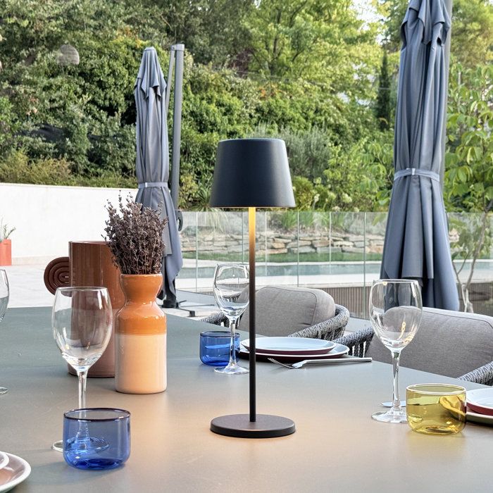 Cordless Table Lamp - LUMISKY - KELLY BLACK - Black Aluminum - Dimmable White LED - Rechargeable - H38 cm