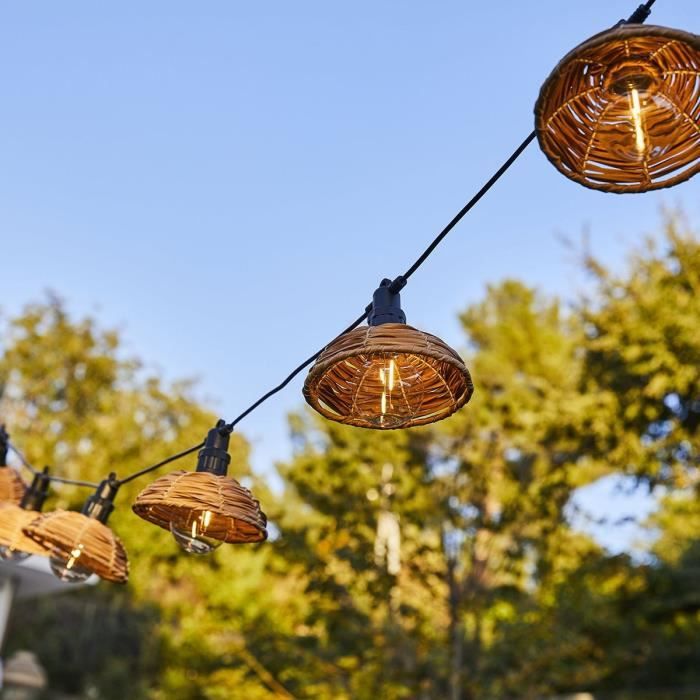 Outdoor light garland - LUMISKY - COTTAGE - 5.70 m - 10 transparent globes - warm white LED