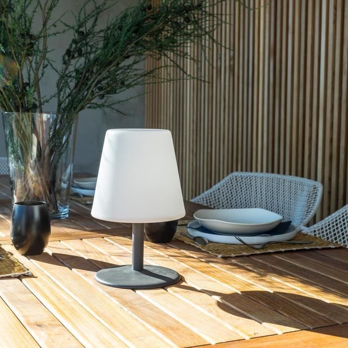 LUMISKY Cordless Standy Mini Rock LED table lamp - H 25 cm - Gray and white