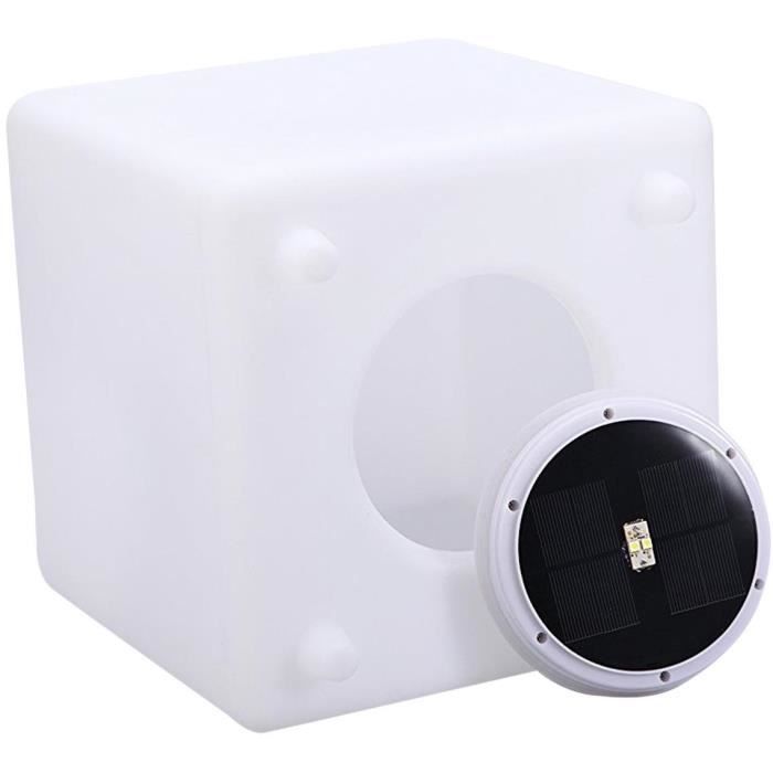 Luminous solar cube - LUMISKY - CASY - H30 cm - Coffee table stool - White and multi-color LED
