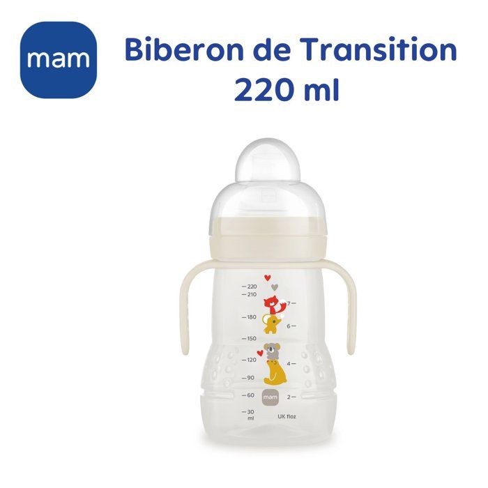 MAM Transition Bottle - 220ml - from 4 months - Silicone antifuite soft nozzle - Unisex