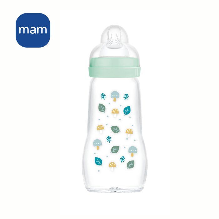 MAM Glass Bottle - 260ml - 0 to 6 months - Teat Flow 2 - Blue