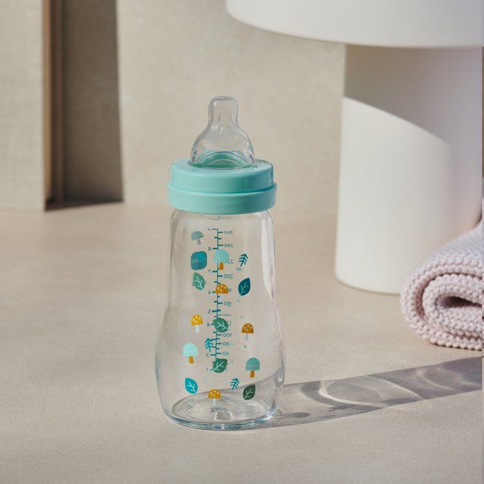 MAM Glass Bottle - 260ml - 0 to 6 months - Teat Flow 2 - Blue
