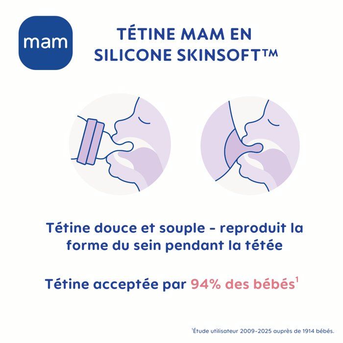 MAM Glass Bottle - 260ml - 0 to 6 months - Teat Flow 2 - Blue