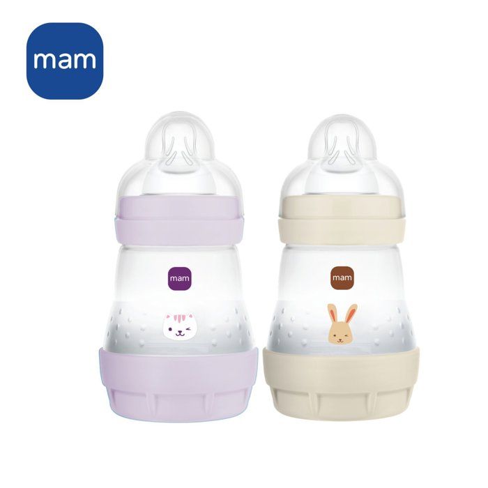 Set of 2 Baby Bottles - MAM - Easy Start - Anti-colic - 160 ml - Teat flow 1 - Lilac + Sand