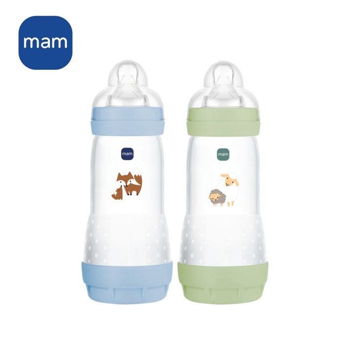 Set of 2 Baby Bottles - MAM - Easy Start - Anti-colic - 320 ml - Teat flow 3 - Ocean + Sand