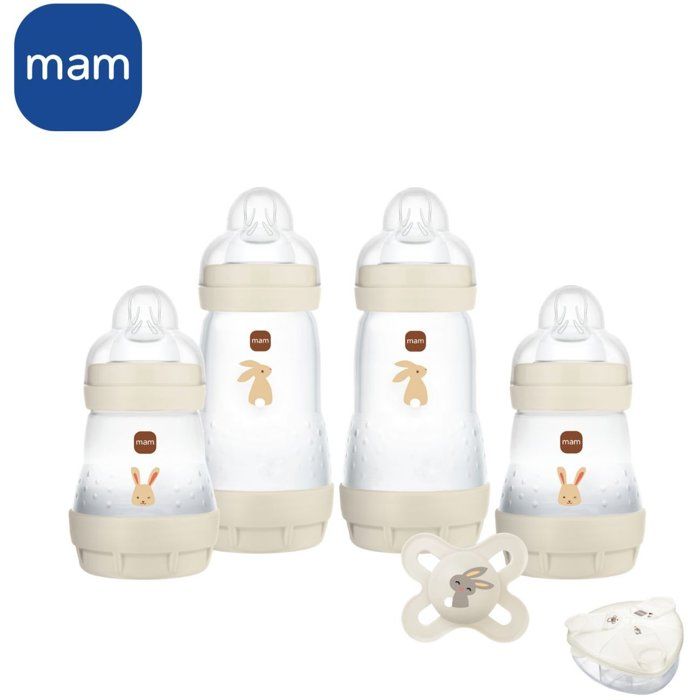 Birth Box - MAM - 4 Baby Bottles + 1 Pacifier + 1 Dosing Box - Sand