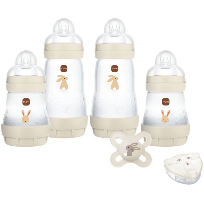 Birth Box - MAM - 4 Baby Bottles + 1 Pacifier + 1 Dosing Box - Sand