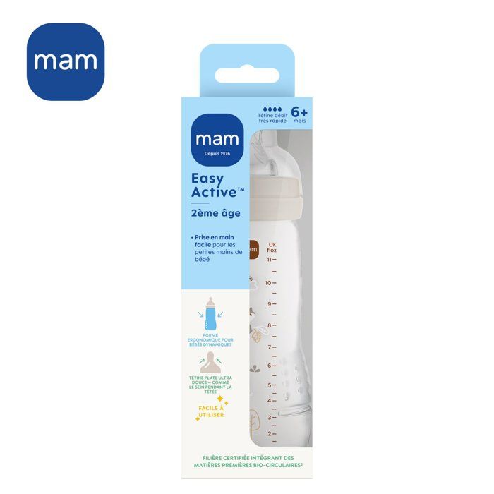 Baby bottle - MAM BABY - Easy Active - +6 months - 330 ml - X flow teat - Sand