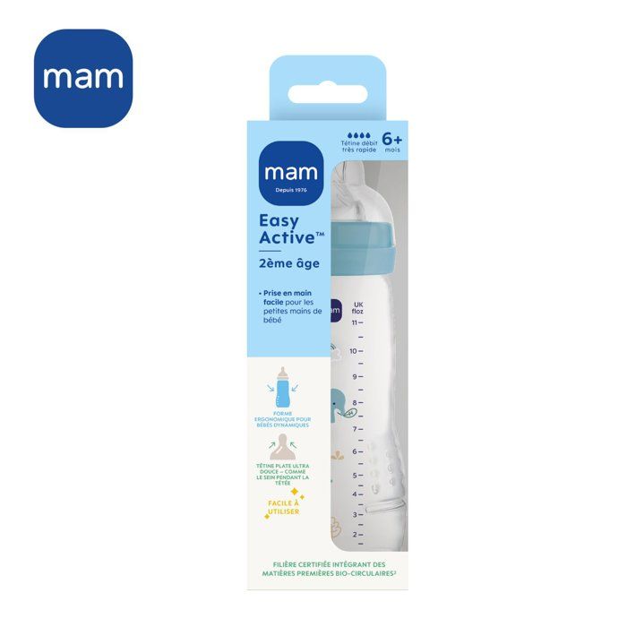 Baby bottle - MAM BABY - Easy Active - +6 months - 330 ml - X flow teat - Ocean
