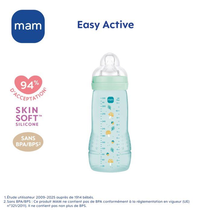 Baby bottle - MAM BABY - Easy Active - +6 months - 330 ml - X flow teat - Ice