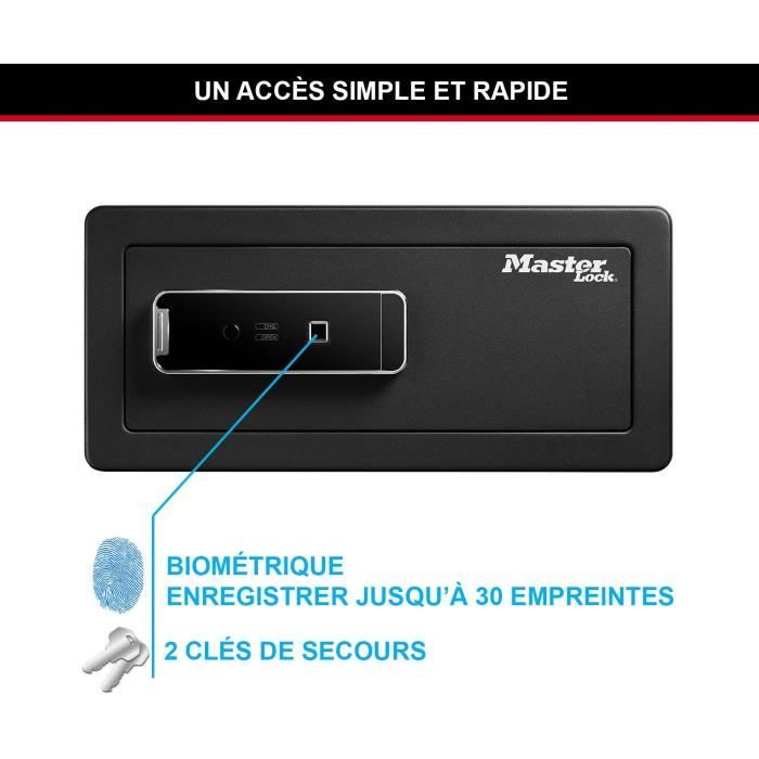 Master Lock LX110Beurhro Biometric safe to protect goods from values, black, 19.5 x 43 x 37 cm