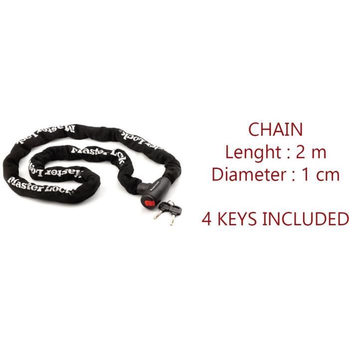 MASTER LOCK Motorcycle Chain Lock - 2 m chain - Ideal for Motorcycles and Scooters