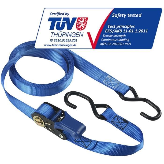 Kit of 4 Lashing Straps - MASTER LOCK - 4367EURDAT - With hooks and ratchet - 5m x 25mm - Blue
