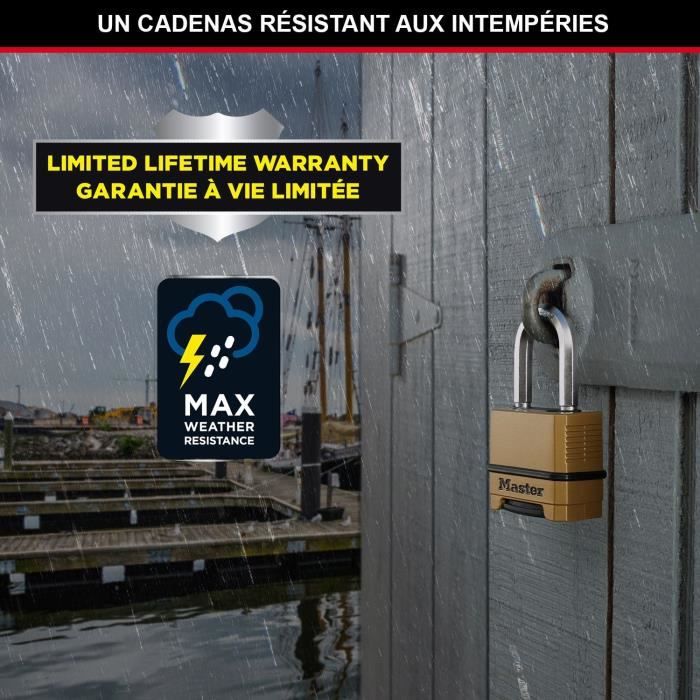 High Security Padlock - MASTER LOCK - M175EURDLF - Combination - Zinc - L Shackle - Outdoor