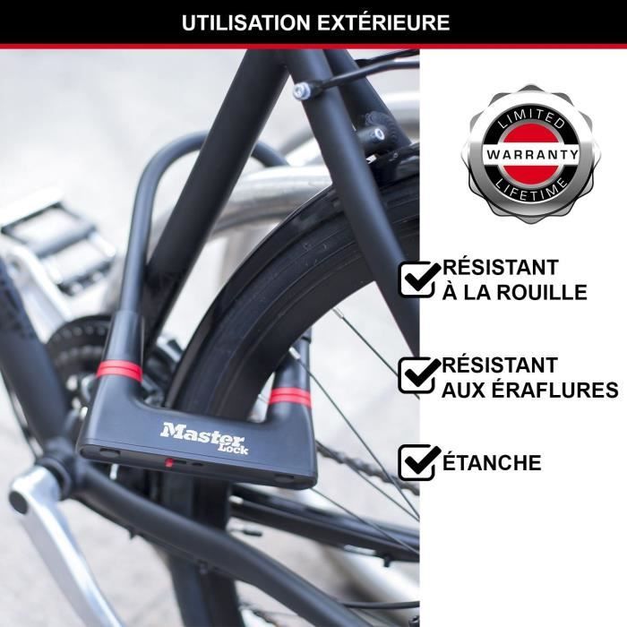 U-Lock Bike Lock - MASTER LOCK - 8279EURDPRO - Hardened Steel, Key, Certified