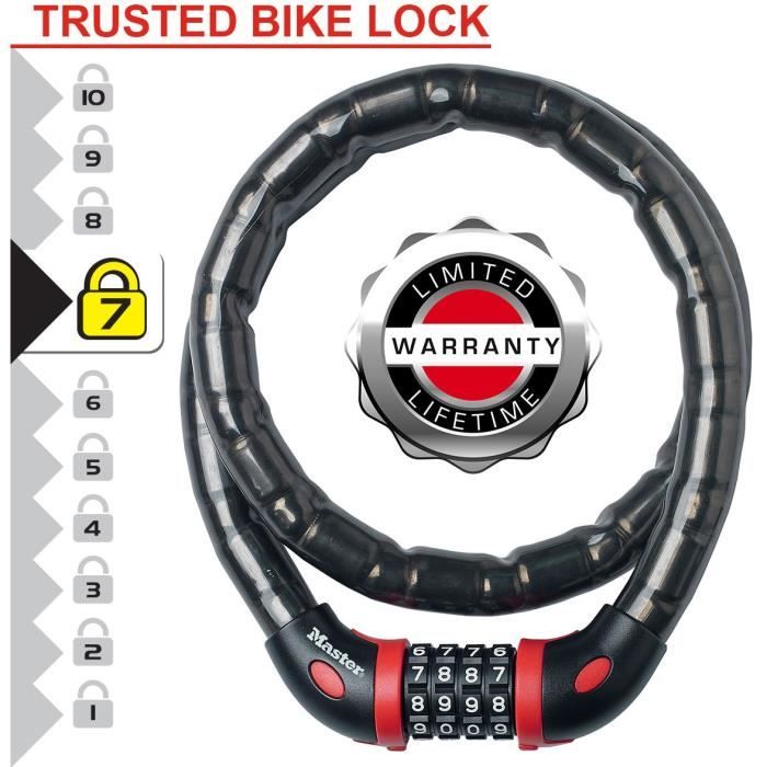 MASTER LOCK Bike Anti-Theft Cable - Ideal for Bicycles, Electric Bikes, Skateboards, Strollers, Mowers and other Equipment