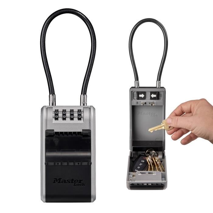 MASTER LOCK - Exterior key box with handle - New design - Large Capacity - High Security - 19.6 x 7.6 x 5.6 cm