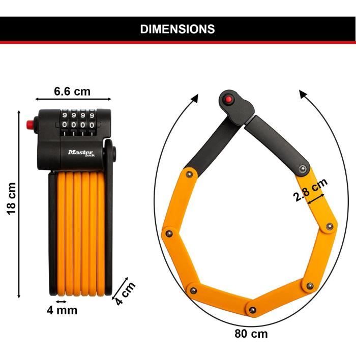Combination Bike Lock - MASTER LOCK - 8336EURDPRO - Hardened Steel, Programmable Combination, Bracket Included