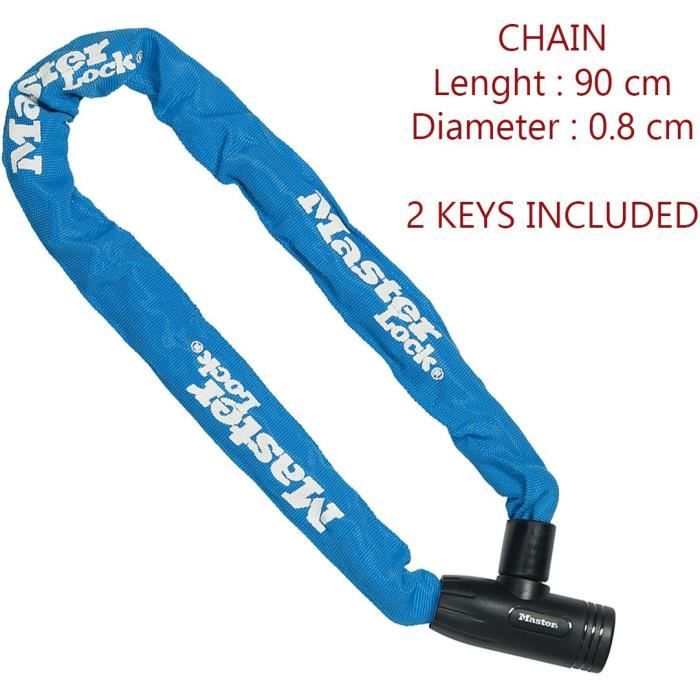 MASTER LOCK Bicycle Chain Lock [Key] [90 cm Chain] [Blue] 8391EURDPROCOLB