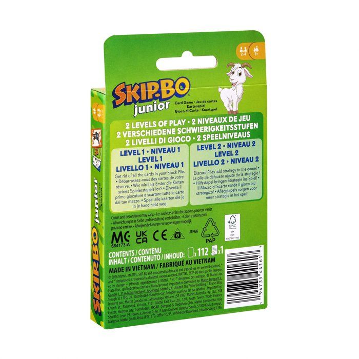 Card Game - MATTEL GAMES - Skip-Bo Junior JTP66 - 2 levels - Educational - Learning