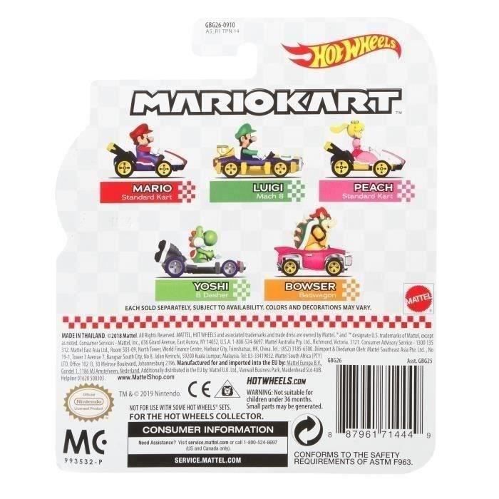 Hot Wheels - Mario Kart Vehicle (random model) - Small Car - 3 years and up GBG25