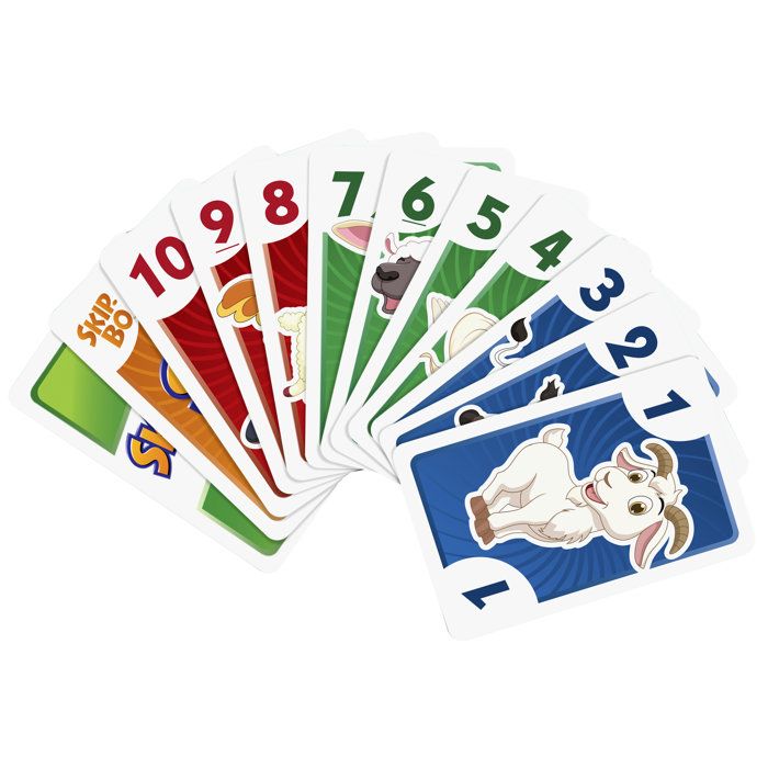 Skip-Bo Junior - Card Game - Mattel Games - 2 difficulty levels, 112 cards - Ages 5 and up
