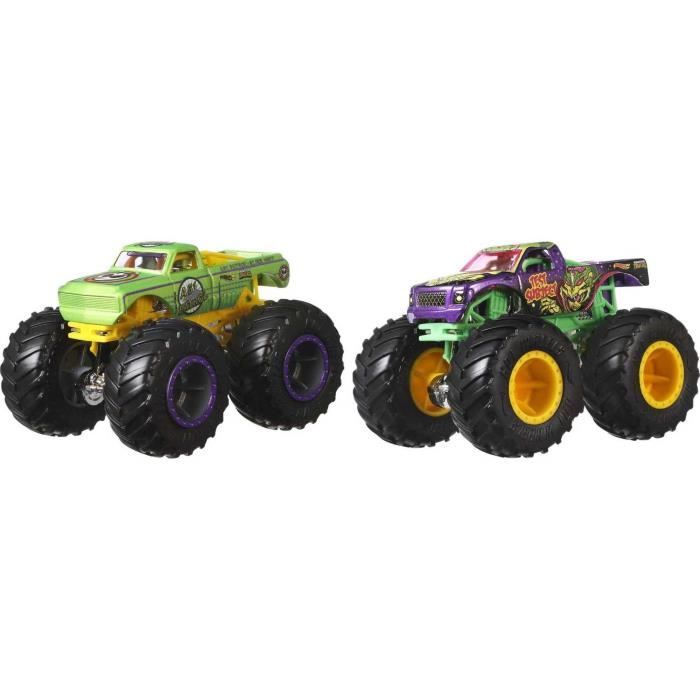 Hot Wheels - Set of 2 Monster Truck Double Demolition vehicles - Small Cars - 3 years and +
