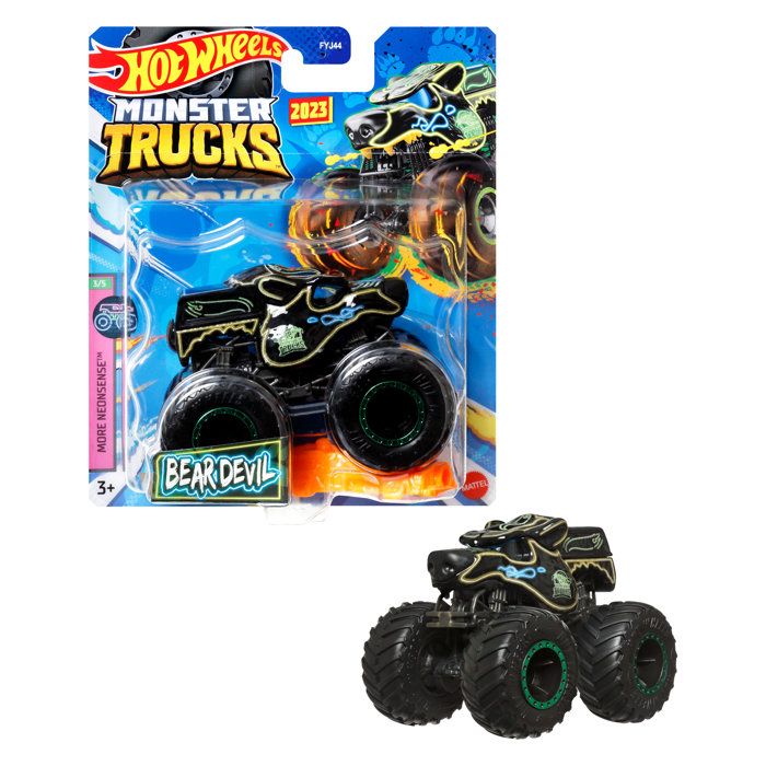 HOT WHEELS - Monster Truck - Mega Wheels and Mega Shocks - Random Model among 48 Monster Trucks - 1:64 Scale