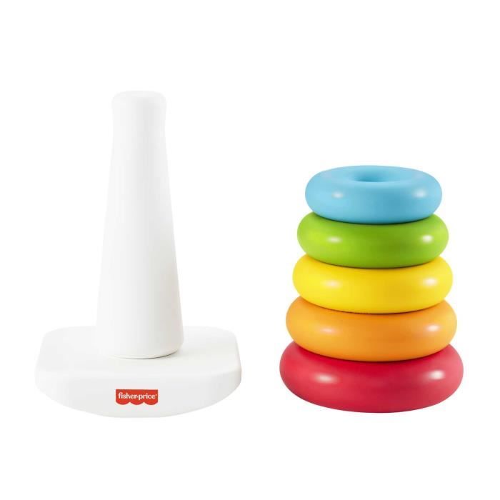 Fisher-Price Rainbow Pyramid Classic Stacking Rings in Plant-Based Materials - Early Learning Toy - From 6 Months