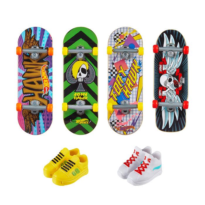 Box of 4 Tony Hawk Finger Skates and Shoes - Hot Wheels HGT84