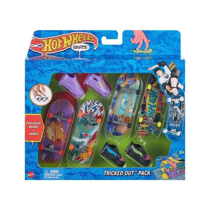 Box of 4 Tony Hawk Finger Skates and Shoes - Hot Wheels HGT84