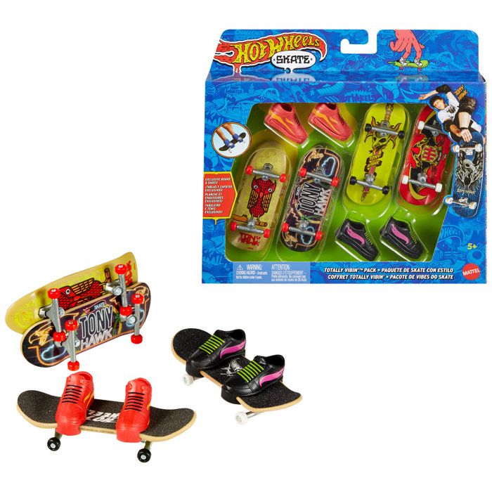 Box of 4 Tony Hawk Finger Skates and Shoes - Hot Wheels HGT84